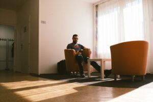 Man sitting in waiting room